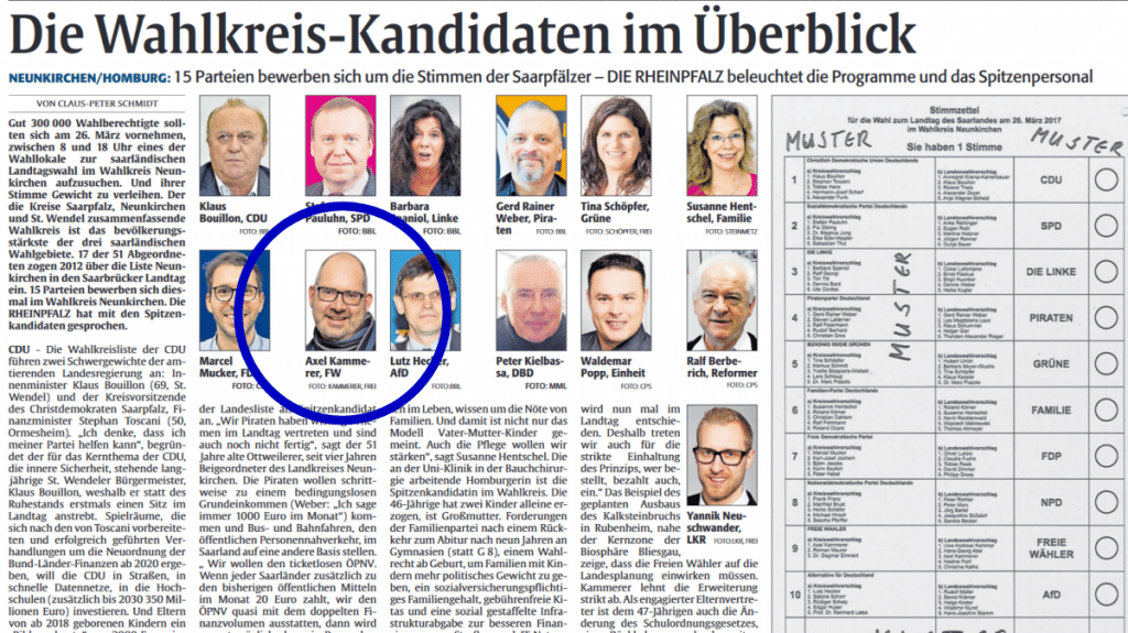 RHEINPFALZ berichtet über FREIE WÄHLER Kandidaten